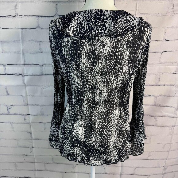 Allison Taylor Black & White Animal Print Ruffle Blouse – XL - Picture 3 of 7